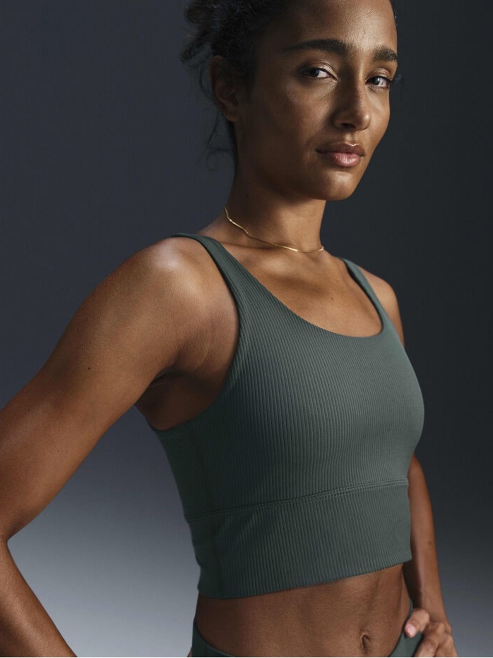 Nike Zenvy Rib Longline Sports Bra Women’s Small Green NWT